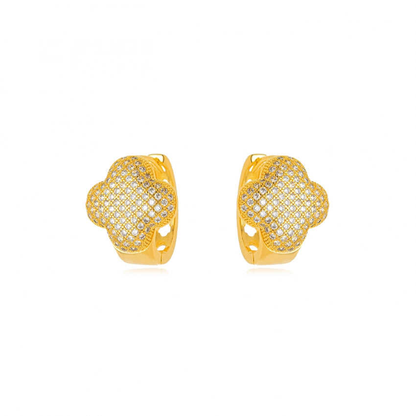 Clover Micro Zirconia Hoop Earrings