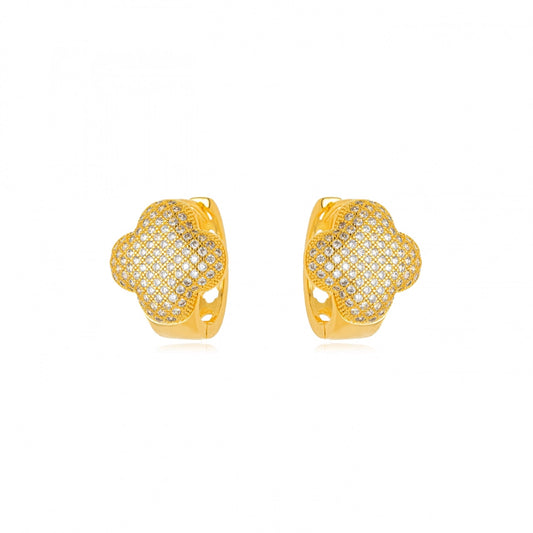 Clover Micro Zirconia Hoop Earrings